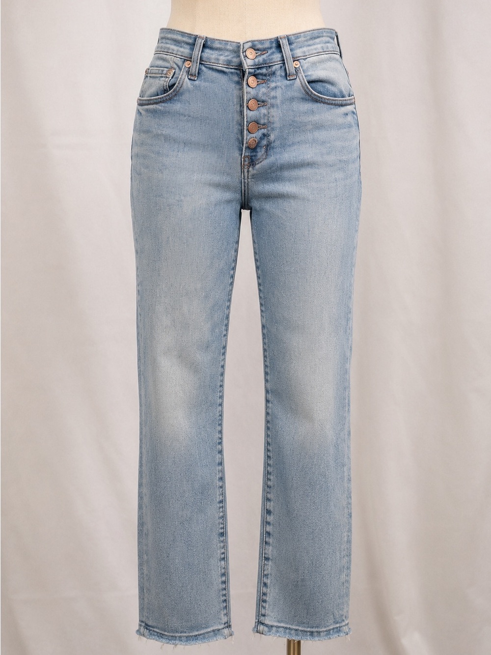 MOTHER Straight-Leg High-Rise Jeans in Light Blue